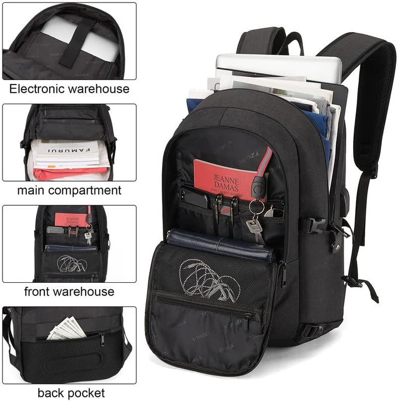 Travel Laptop Backpack – Water-Resistant, Anti-Theft Bag with USB Charging Port & Lock (Fits 15.6" Laptops)