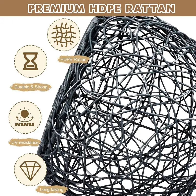 Cozy Rattan Cat Swing Bed with Stand & Cushion