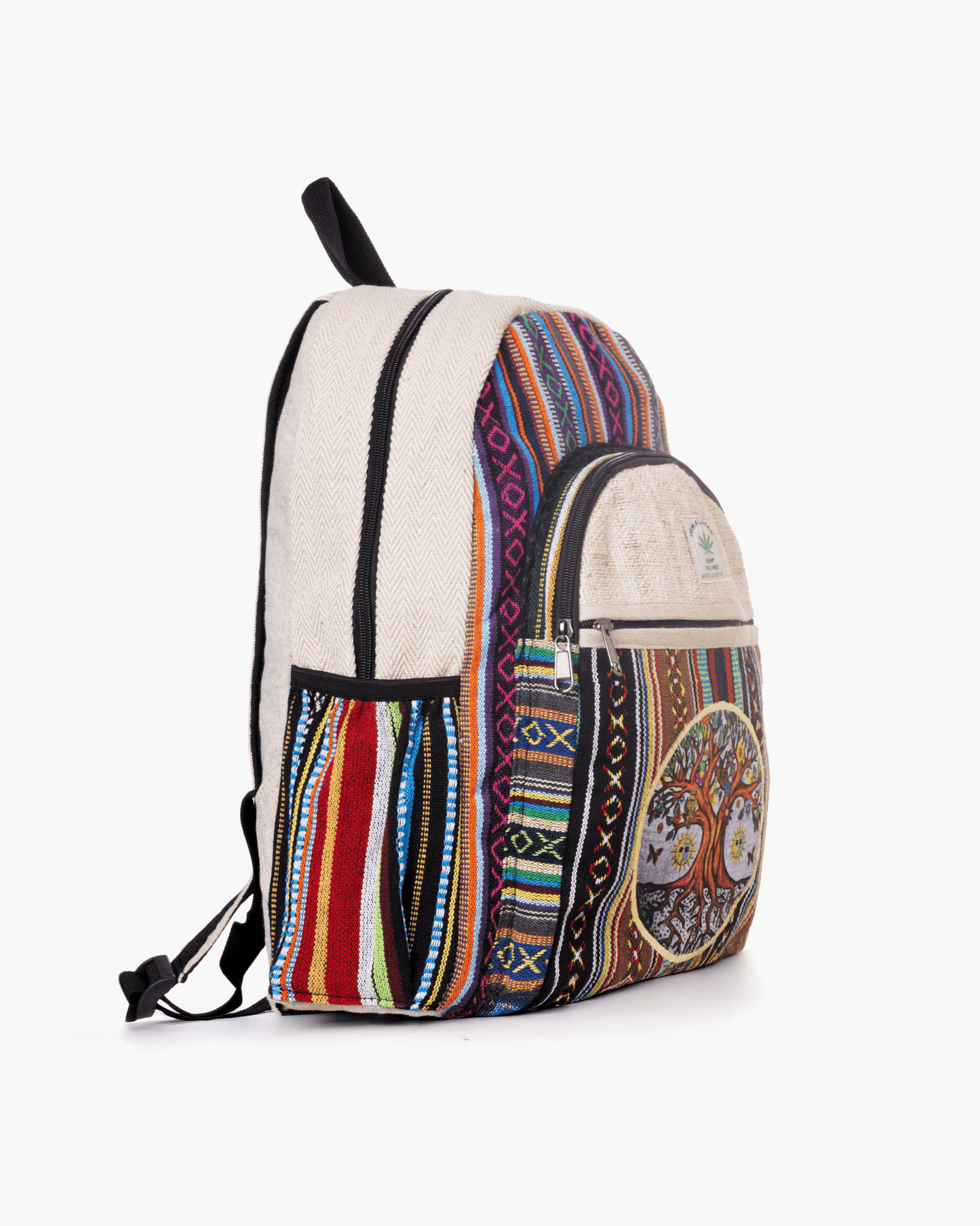 Handmade Cotton & Hemp “Tree of Life” 16″ Backpack