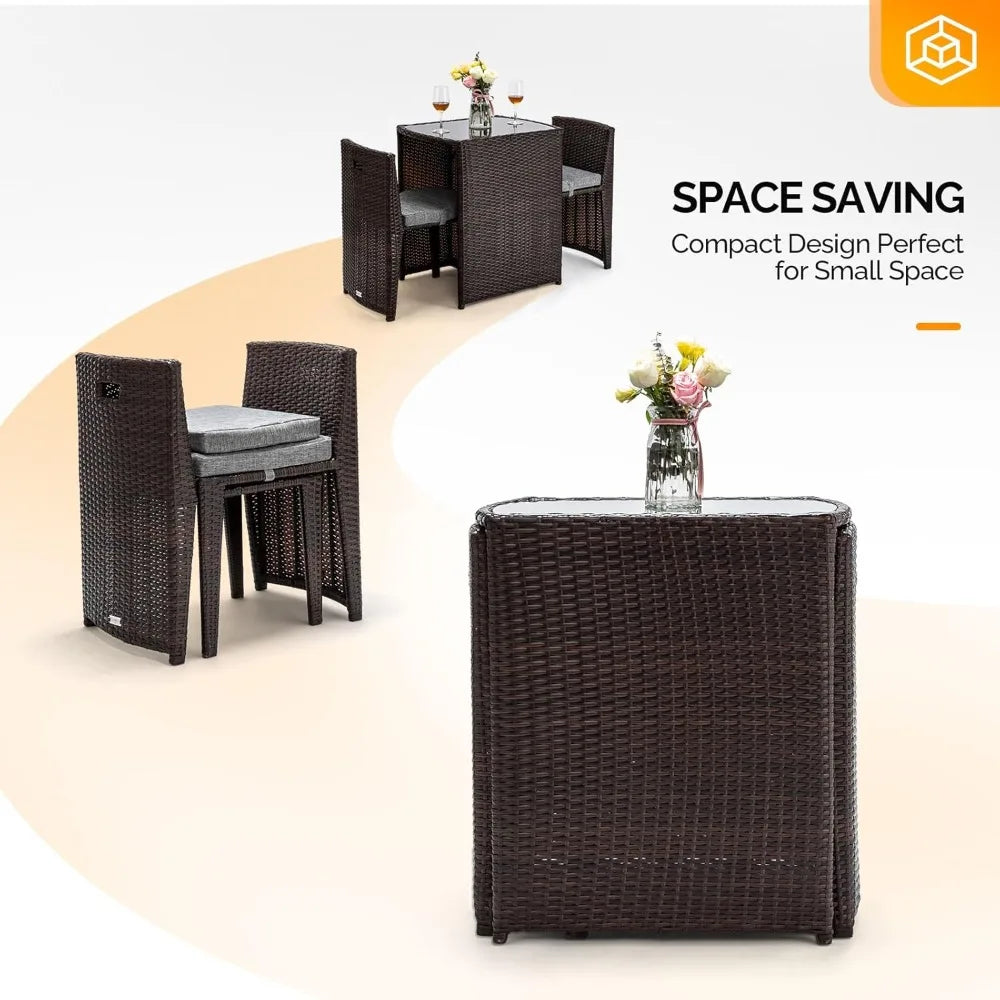 3-Piece Wicker Patio Bistro Set – Perfect for Small Spaces