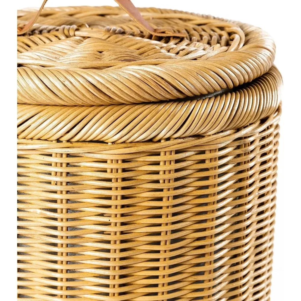 Tall Wicker Trash Basket with Metal Liner