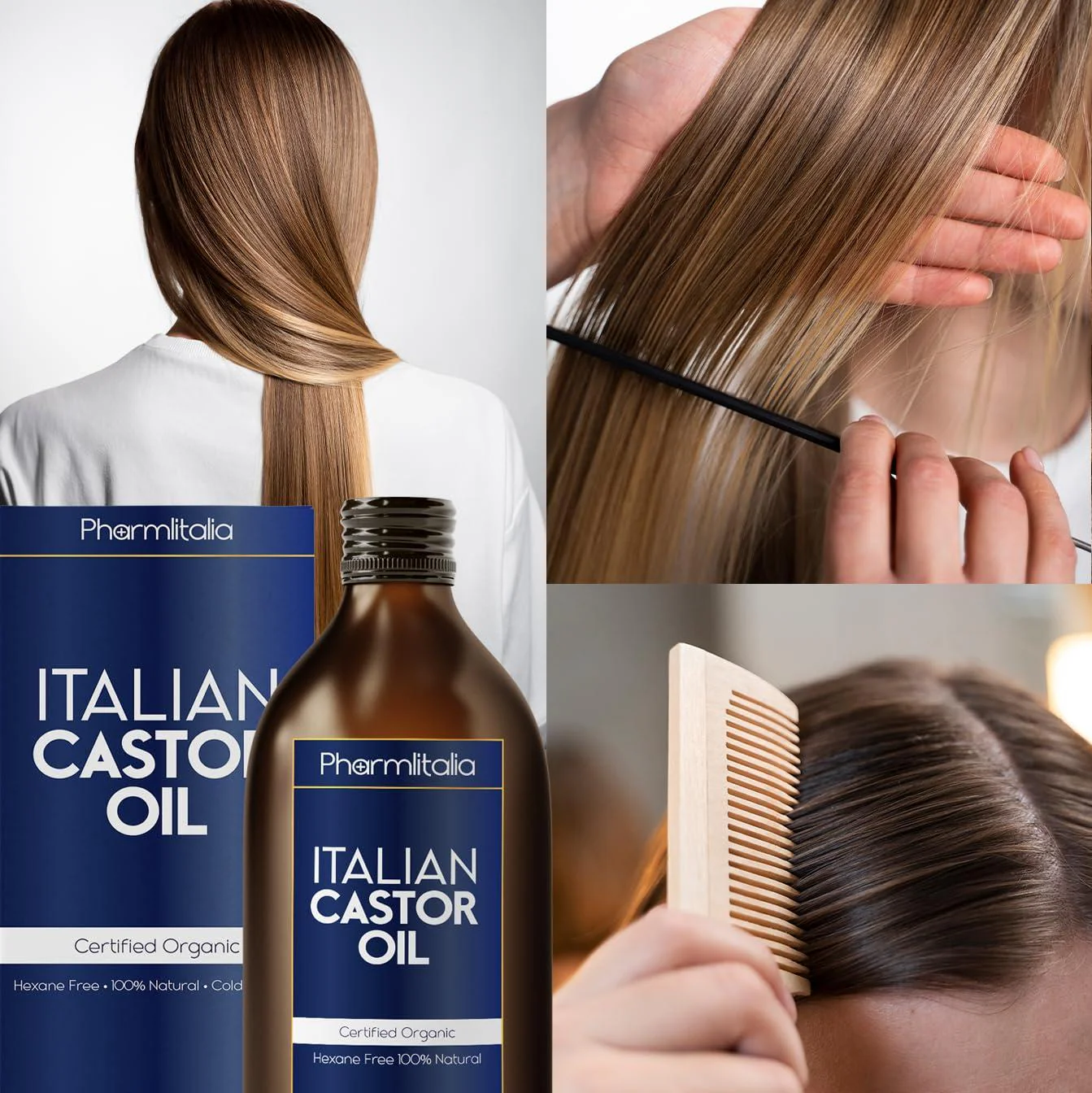 Cold-Pressed Organic Castor Oil – 500ml | Pure, Hexane-Free Oil for Hair, Skin, Nails & Brows