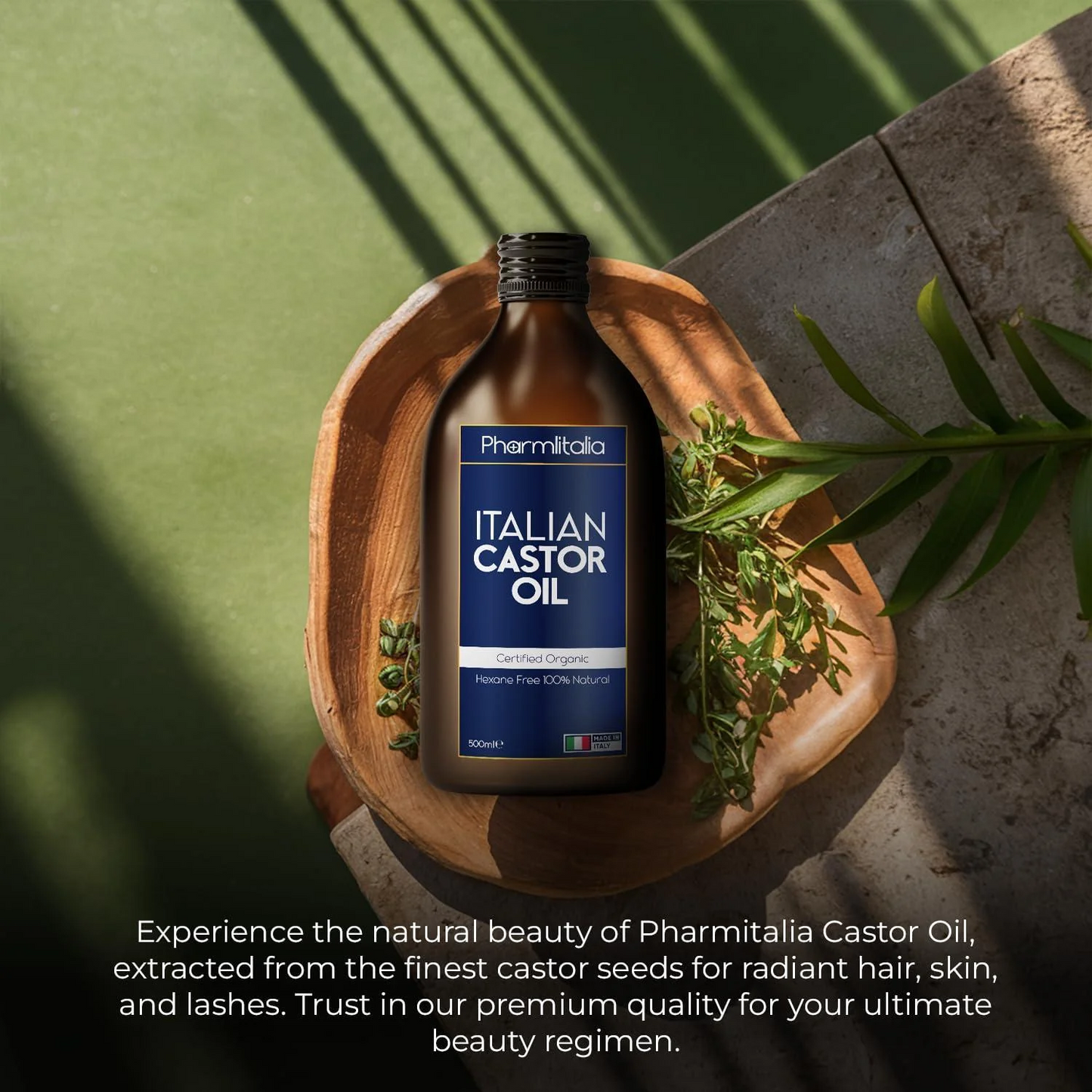 Cold-Pressed Organic Castor Oil – 500ml | Pure, Hexane-Free Oil for Hair, Skin, Nails & Brows