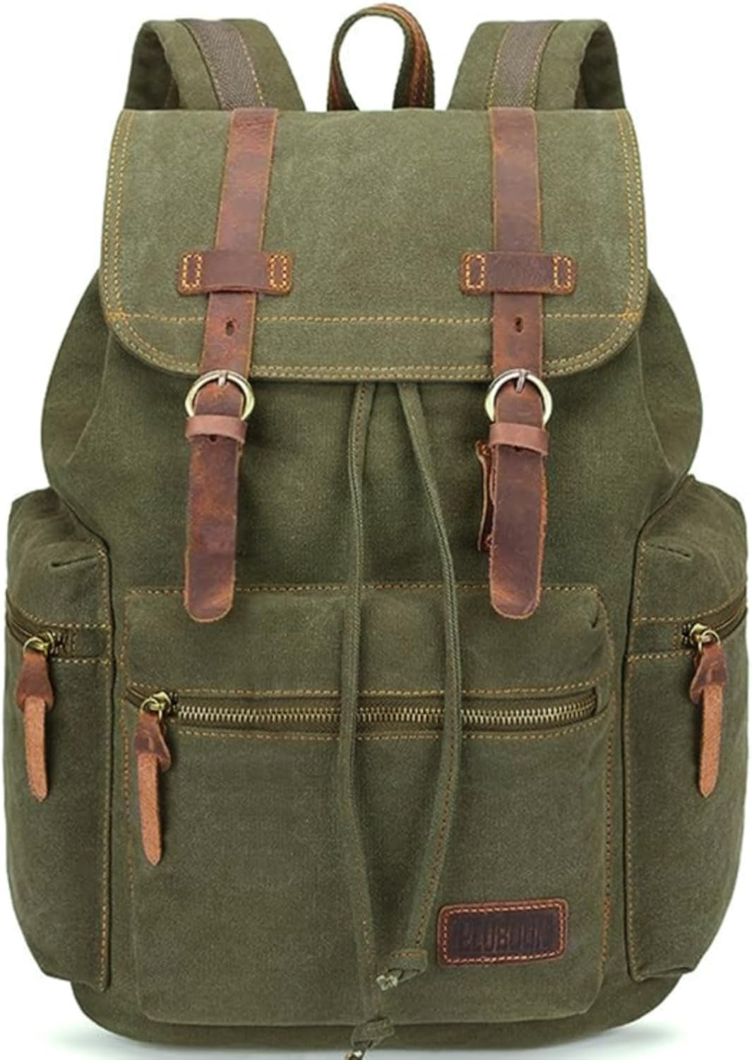 Vintage Backpack with Leather Trim – Casual Bookbag for Men & Women | Laptop Travel Rucksack