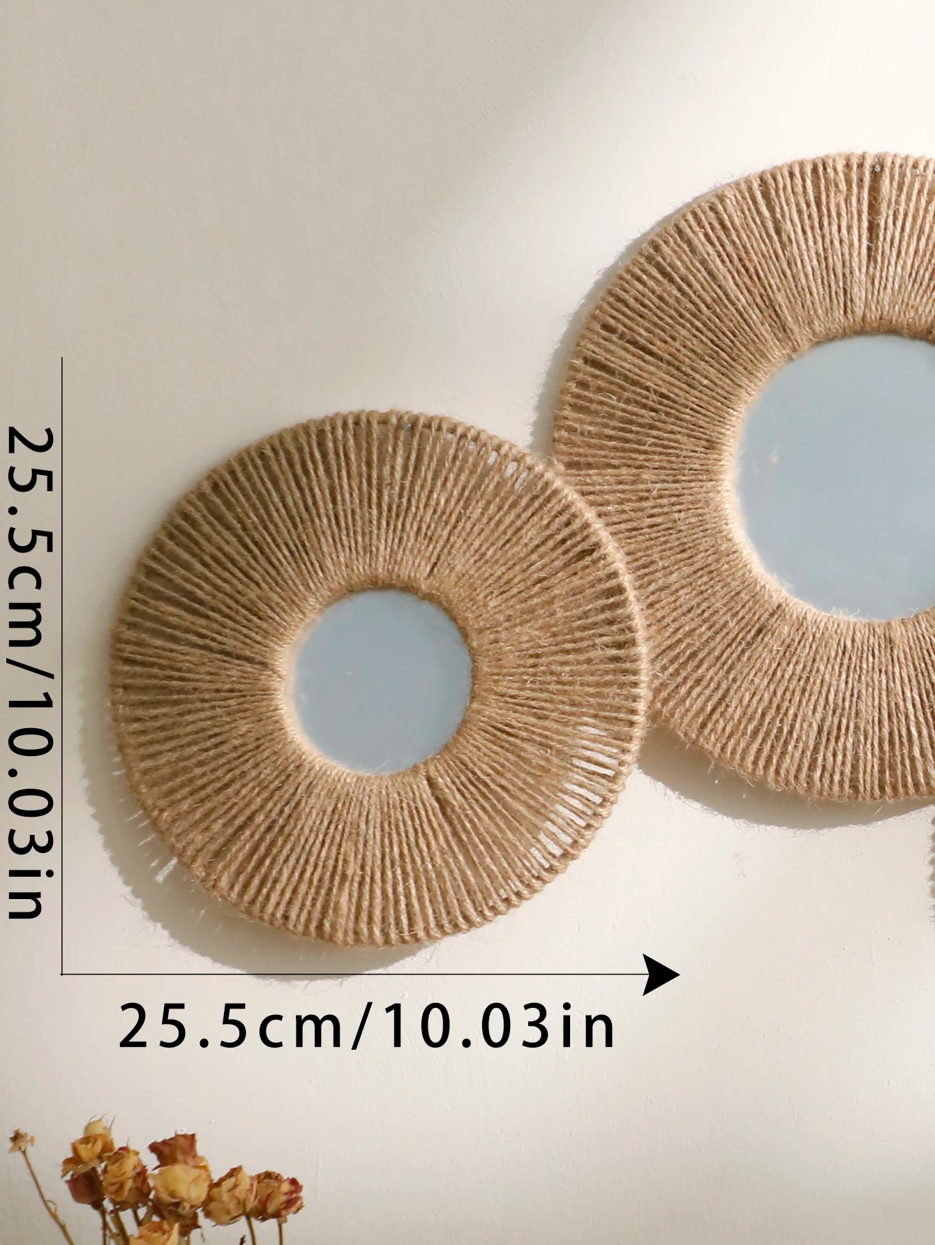 Contemporary Hanging Wall Mirror – Round Shape with Natural Rope Detail