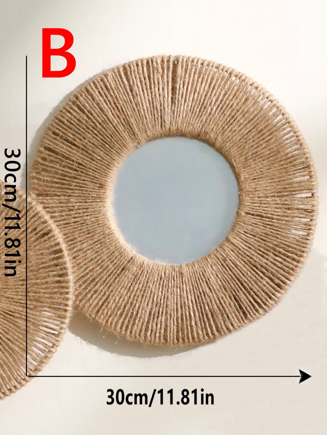 Contemporary Hanging Wall Mirror – Round Shape with Natural Rope Detail