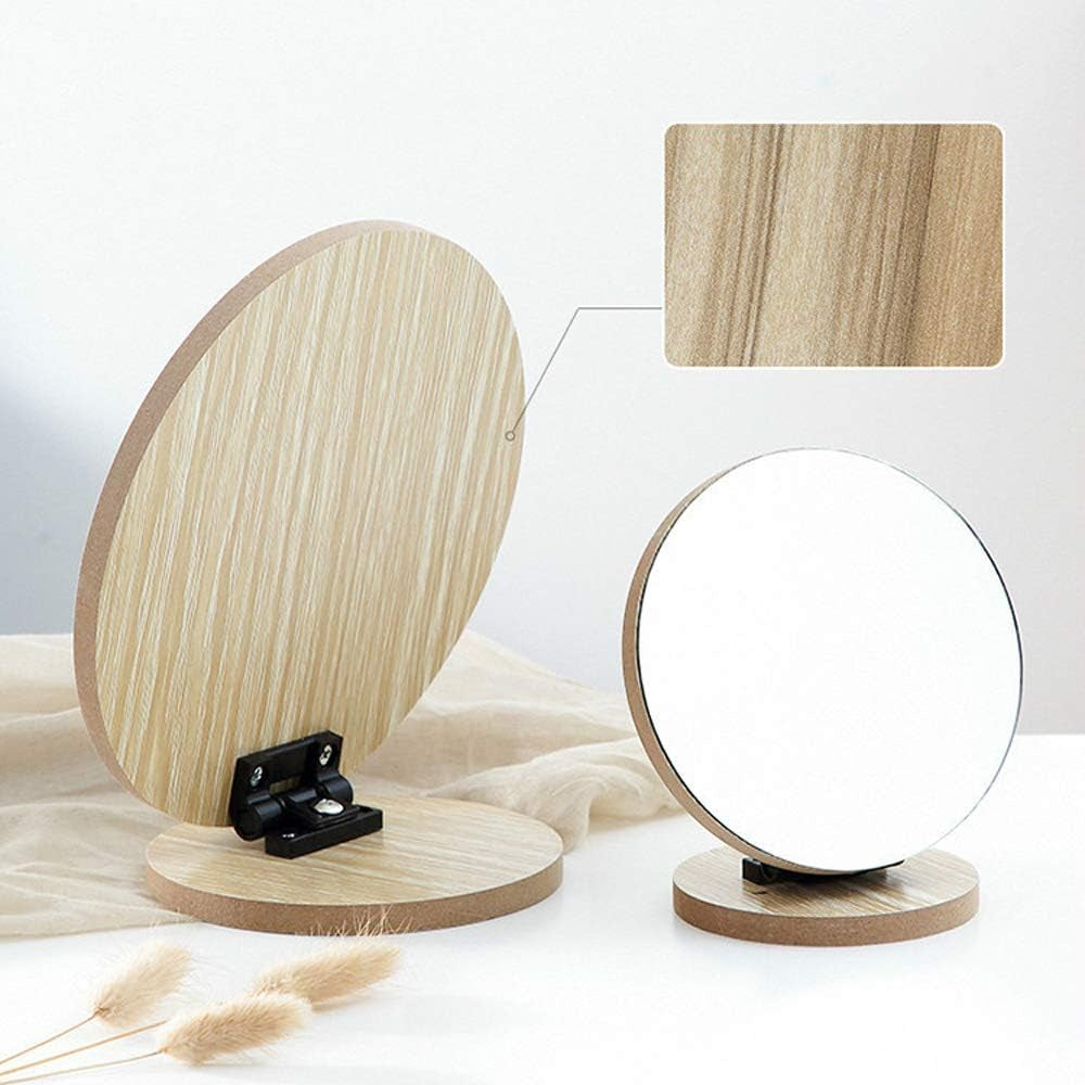 Compact Standing Mirror – Wood Frame, Rotates for Makeup & Skincare