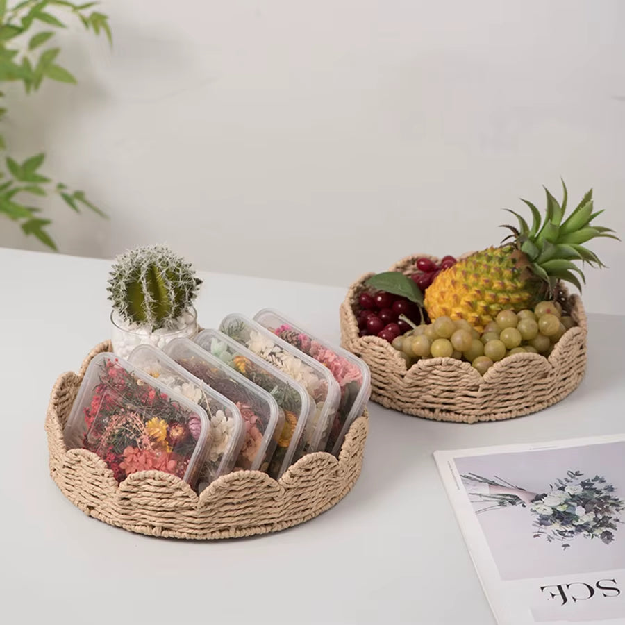Handwoven Paper Rope Storage Basket – Decorative Organizer for Home, Bathroom, or Desk