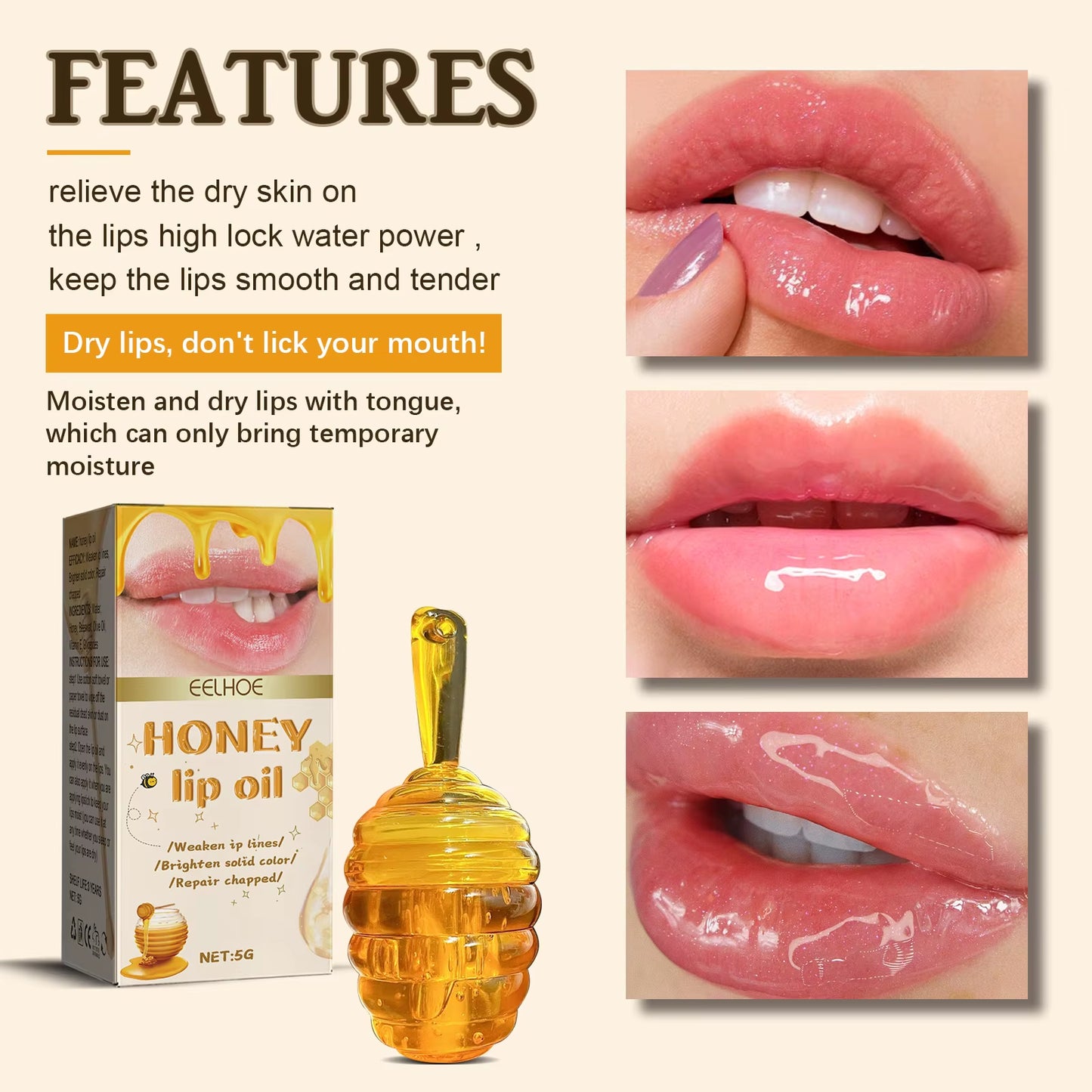 Honey Lip Oil – Long-Lasting Moisture & Shine