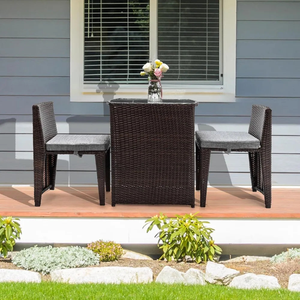 3-Piece Wicker Patio Bistro Set – Perfect for Small Spaces