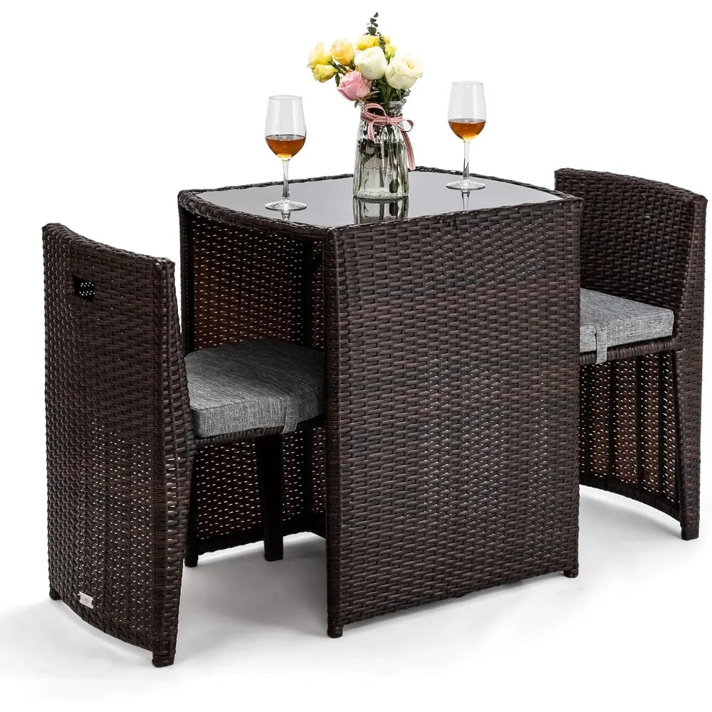 3-Piece Wicker Patio Bistro Set – Perfect for Small Spaces
