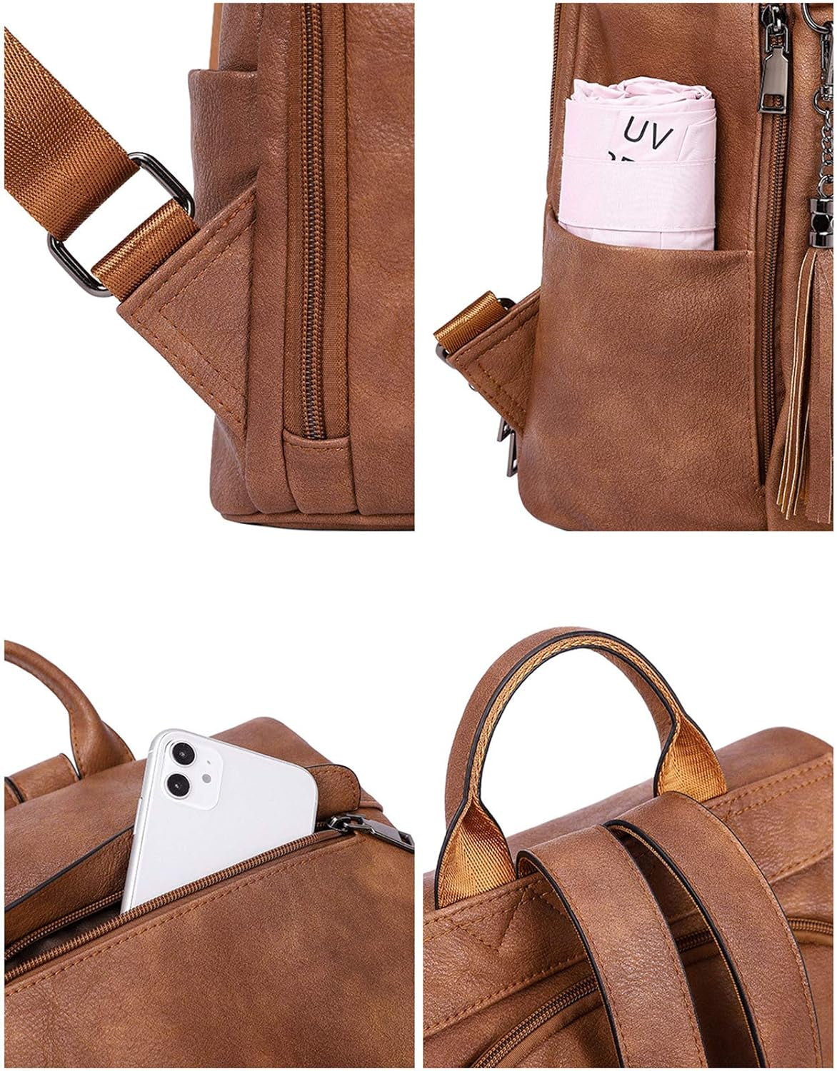 Women’s Backpack Purse Made from soft, durable PU (polyurethane) leather with Tassel