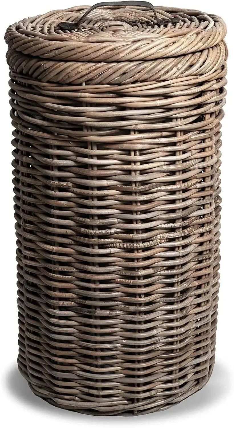Tall Wicker Trash Basket with Metal Liner