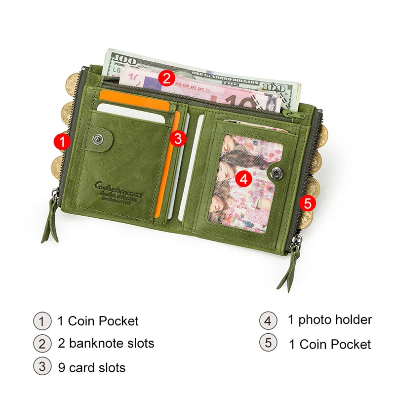 Genuine Bifold Leather Wallet for Women