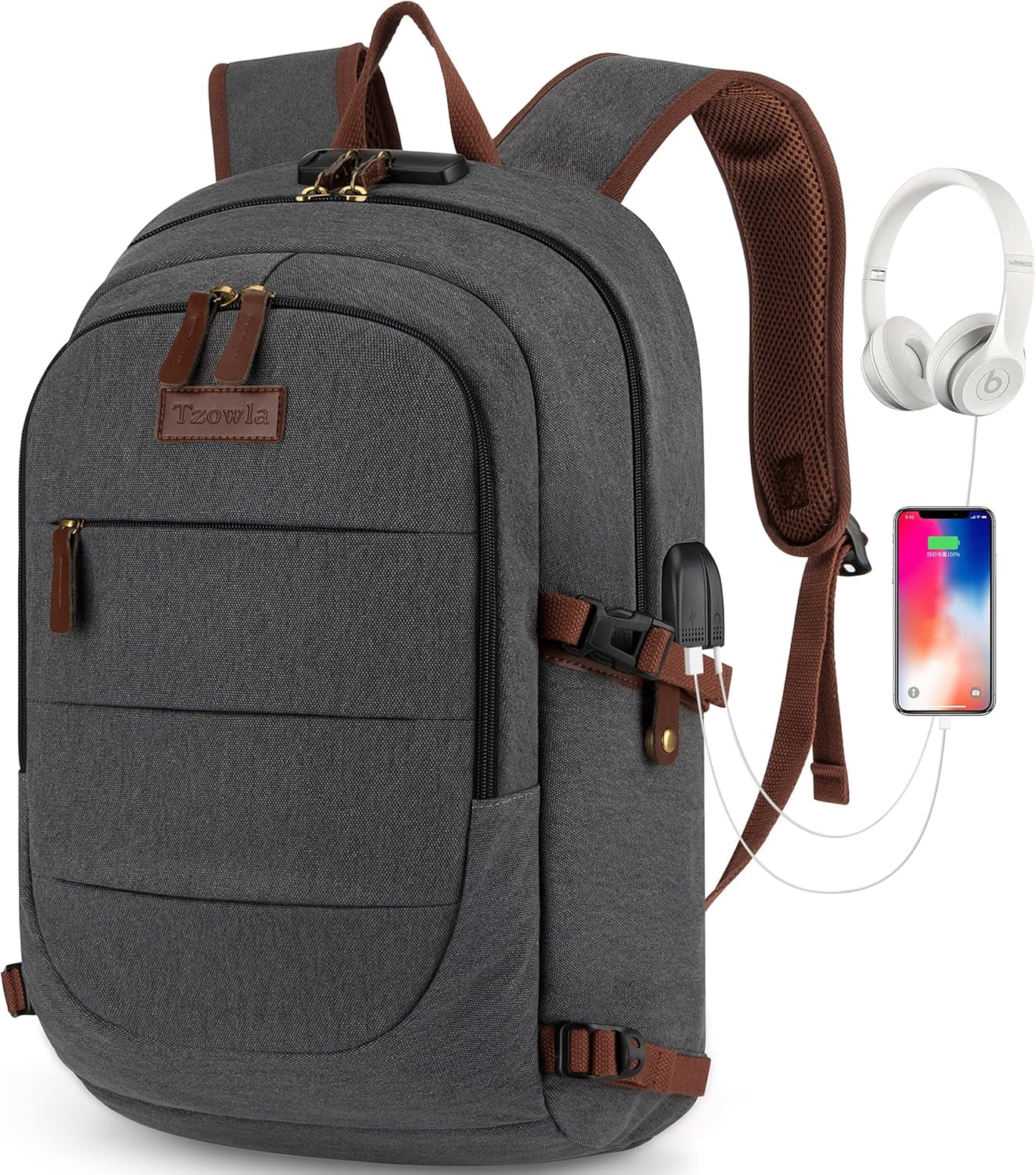 Travel Laptop Backpack – Water-Resistant, Anti-Theft Bag with USB Charging Port & Lock (Fits 15.6" Laptops)