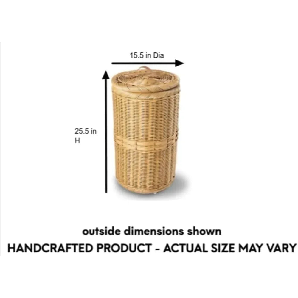 Tall Wicker Trash Basket with Metal Liner