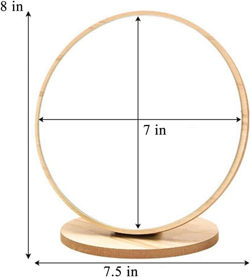 Compact Standing Mirror – Wood Frame, Rotates for Makeup & Skincare