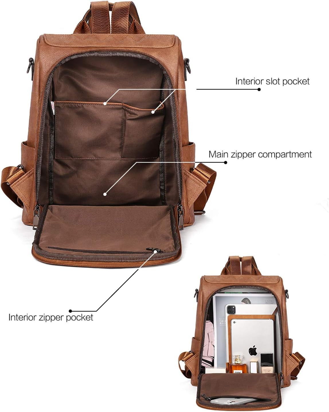 Women’s Backpack Purse Made from soft, durable PU (polyurethane) leather with Tassel