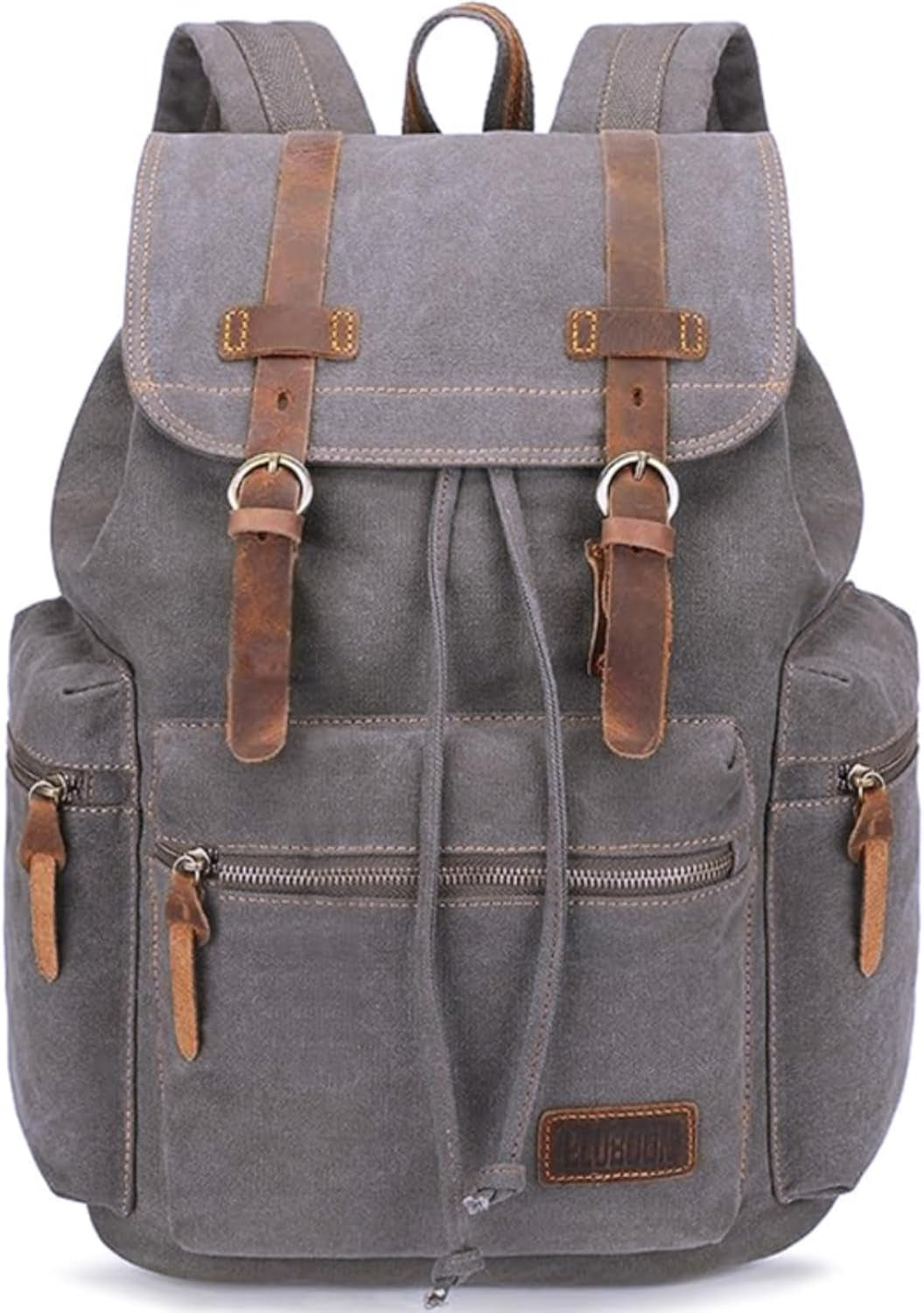 Vintage Backpack with Leather Trim – Casual Bookbag for Men & Women | Laptop Travel Rucksack