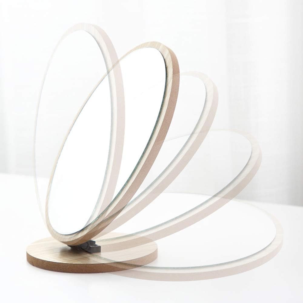 Compact Standing Mirror – Wood Frame, Rotates for Makeup & Skincare