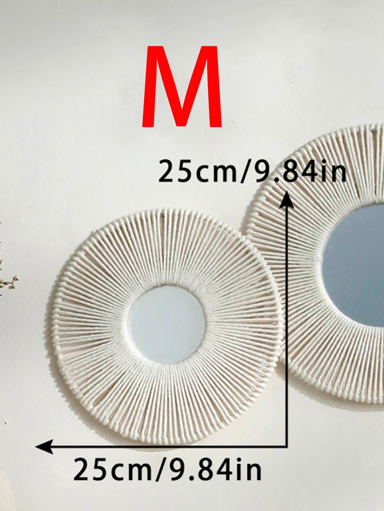 Contemporary Hanging Wall Mirror – Round Shape with Natural Rope Detail