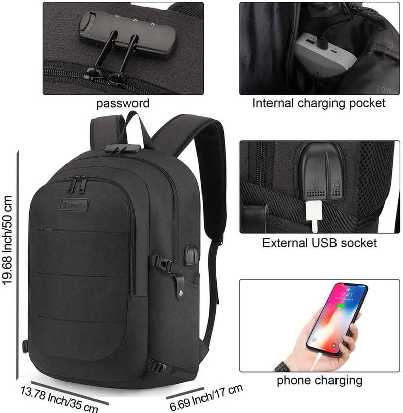 Travel Laptop Backpack – Water-Resistant, Anti-Theft Bag with USB Charging Port & Lock (Fits 15.6" Laptops)
