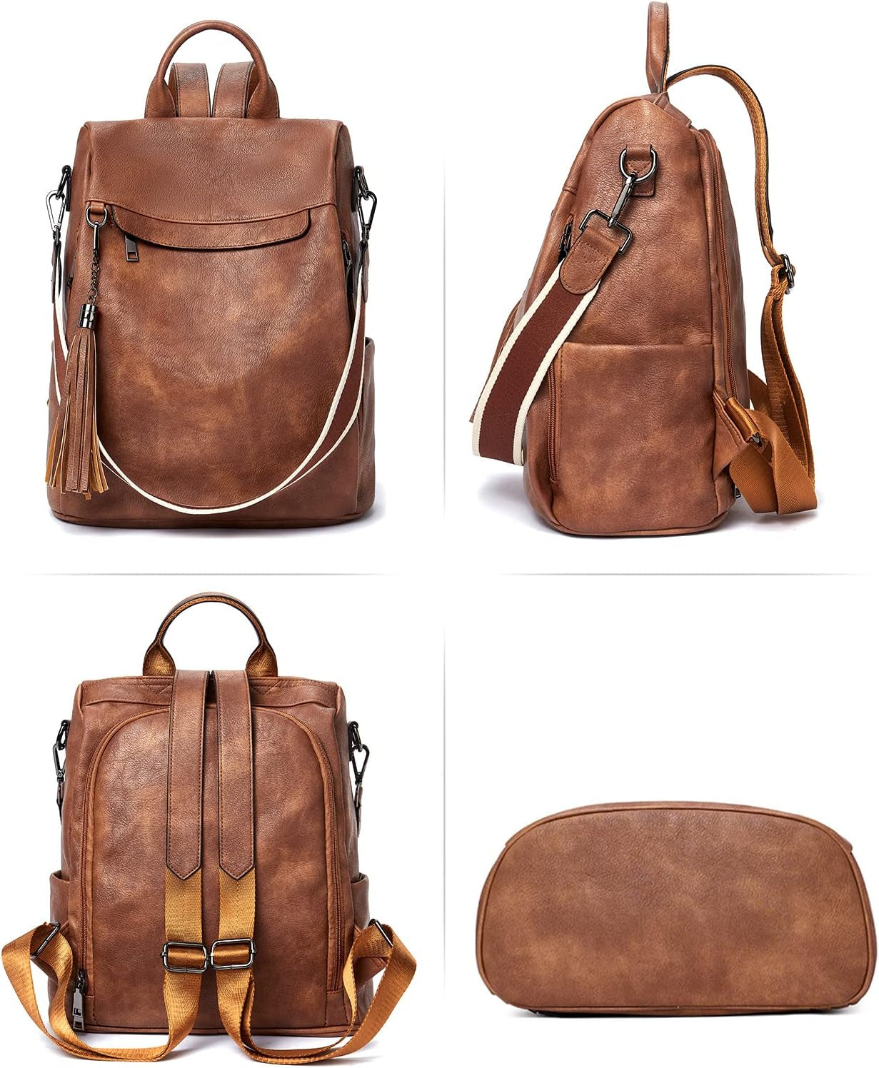 Women’s Backpack Purse Made from soft, durable PU (polyurethane) leather with Tassel