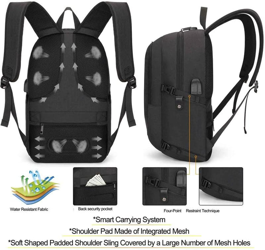Travel Laptop Backpack – Water-Resistant, Anti-Theft Bag with USB Charging Port & Lock (Fits 15.6" Laptops)