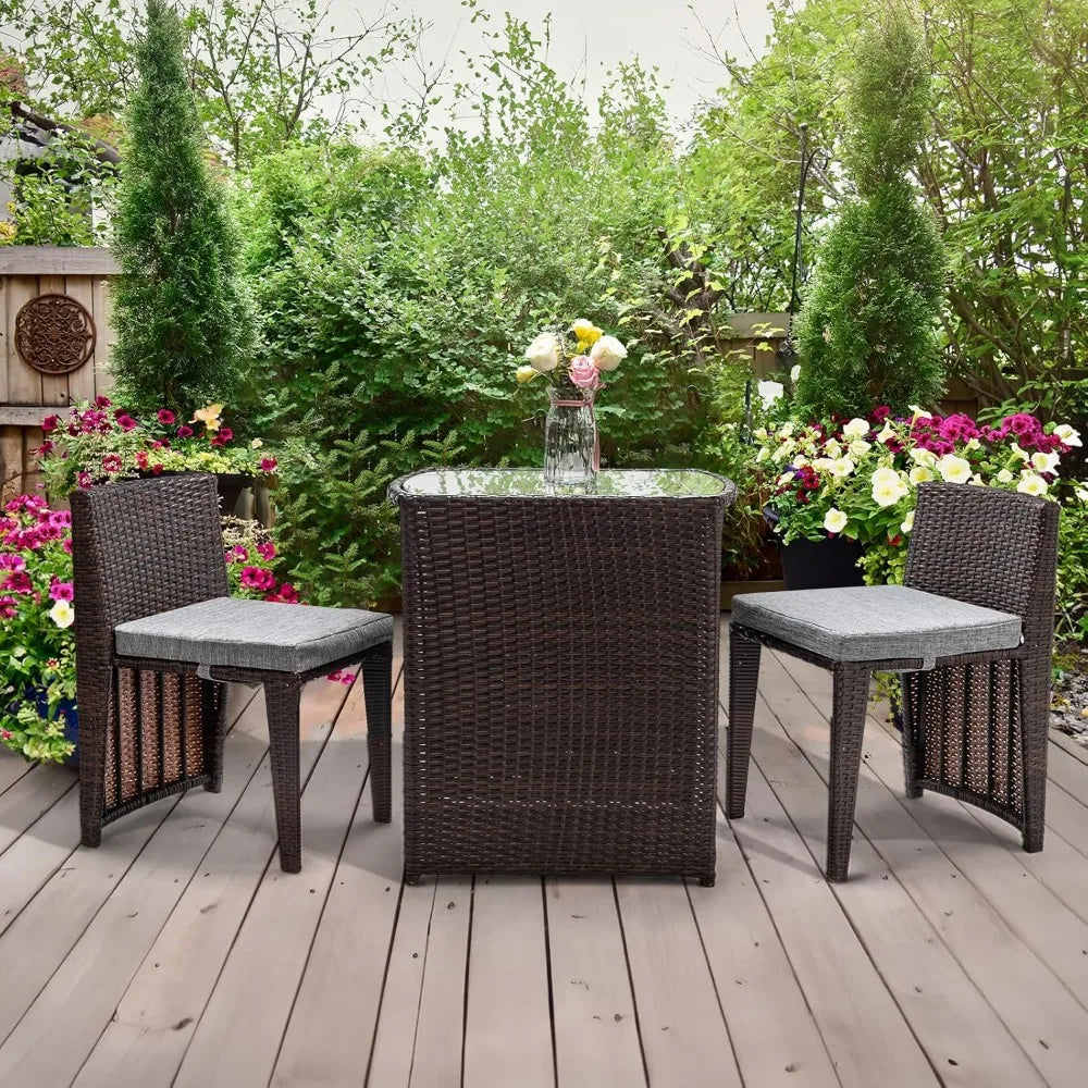 3-Piece Wicker Patio Bistro Set – Perfect for Small Spaces