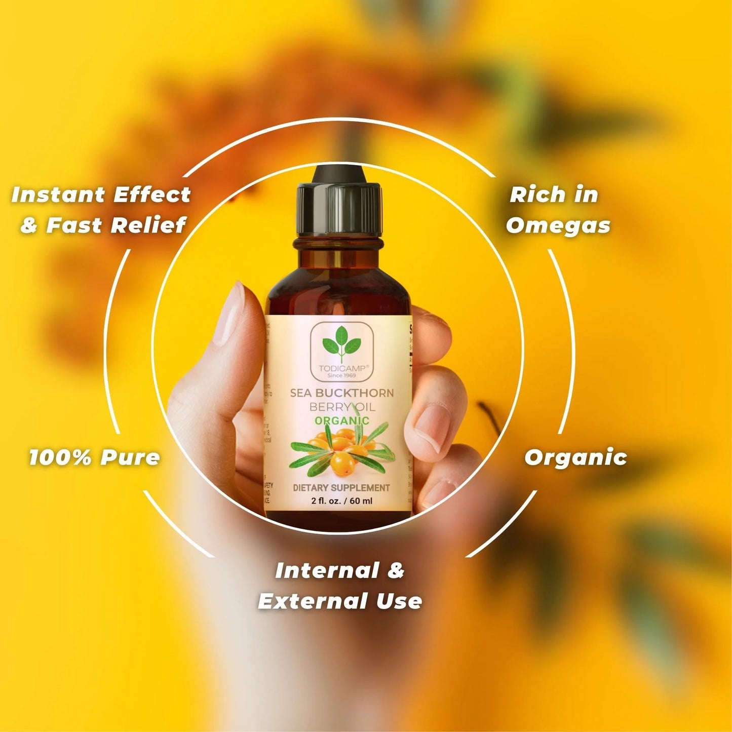 Organic Sea Buckthorn Oil – Cold-Pressed 2Fl Oz | For Face, Hair & Body - Skincare | KSLotuslux