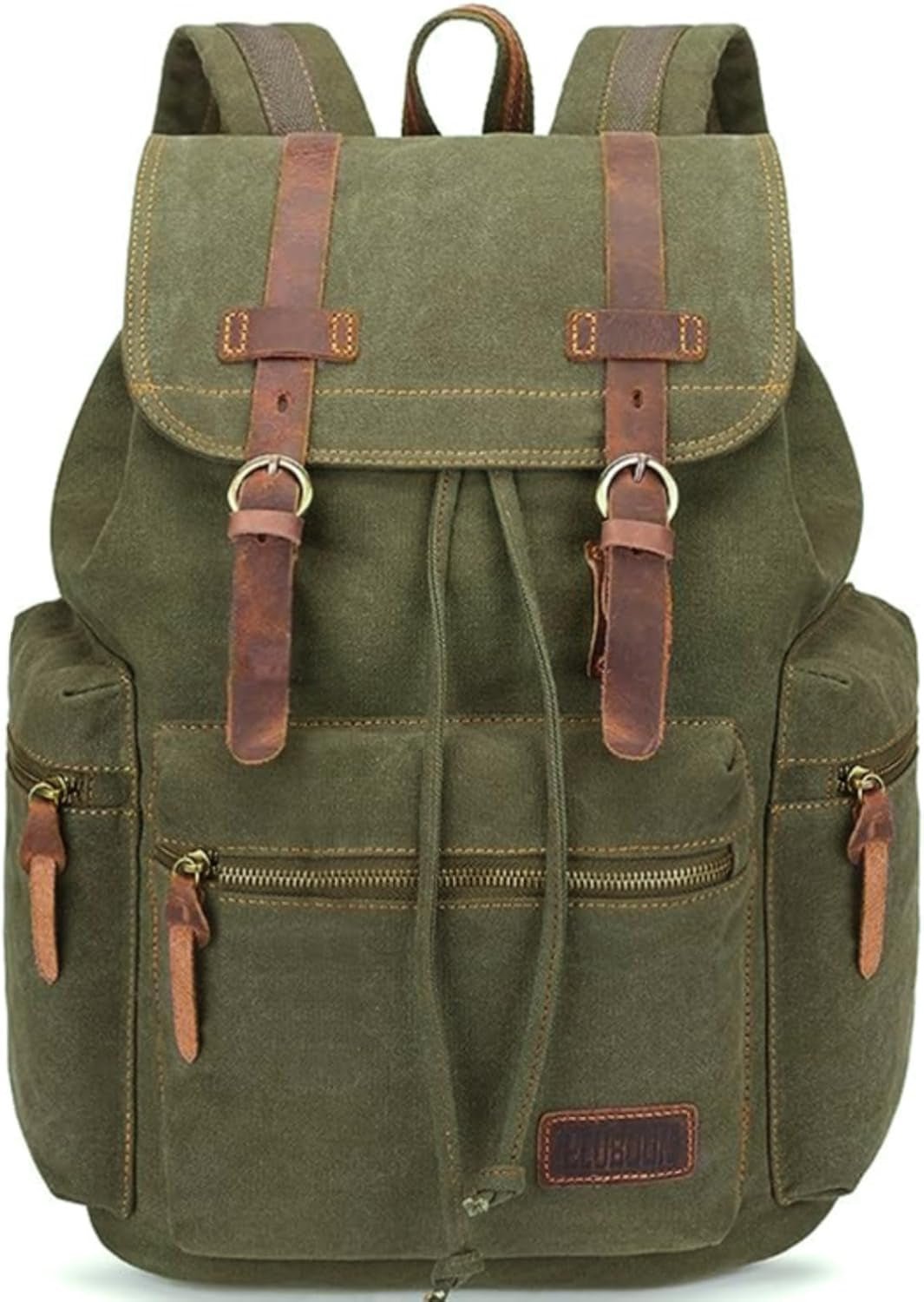 Vintage Backpack with Leather Trim – Casual Bookbag for Men & Women | Laptop Travel Rucksack - | KSLotuslux
