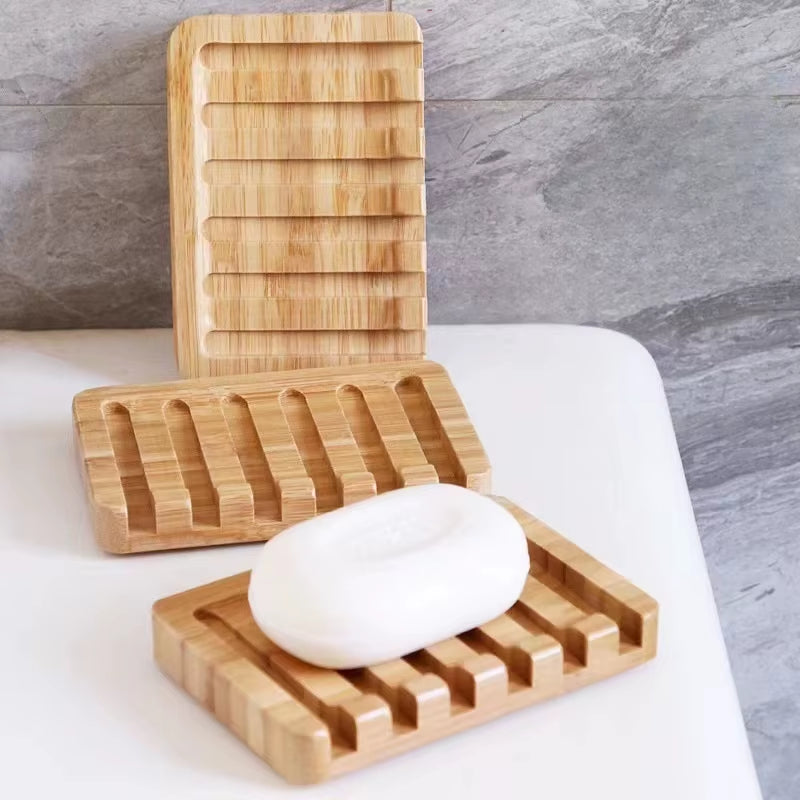  Natural Bamboo Soap Dish – 1 or 2 Pack