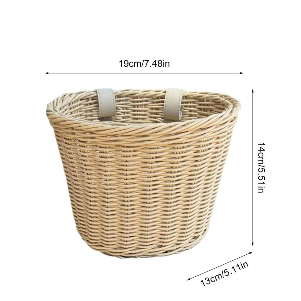  Kids’ Bike Handlebar Basket – Handwoven Rattan-Style Front Basket