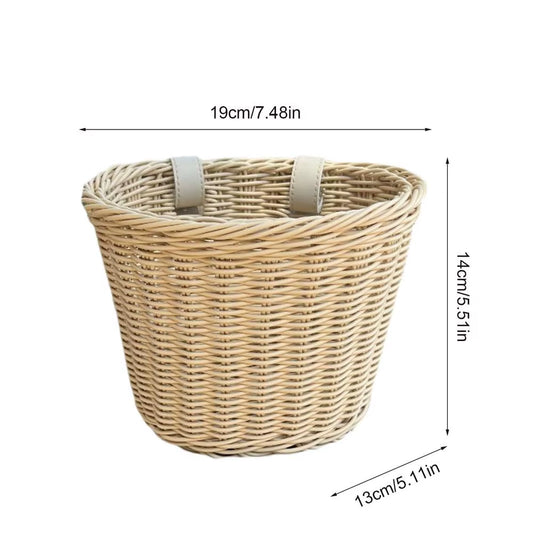  Kids’ Bike Handlebar Basket – Handwoven Rattan-Style Front Basket