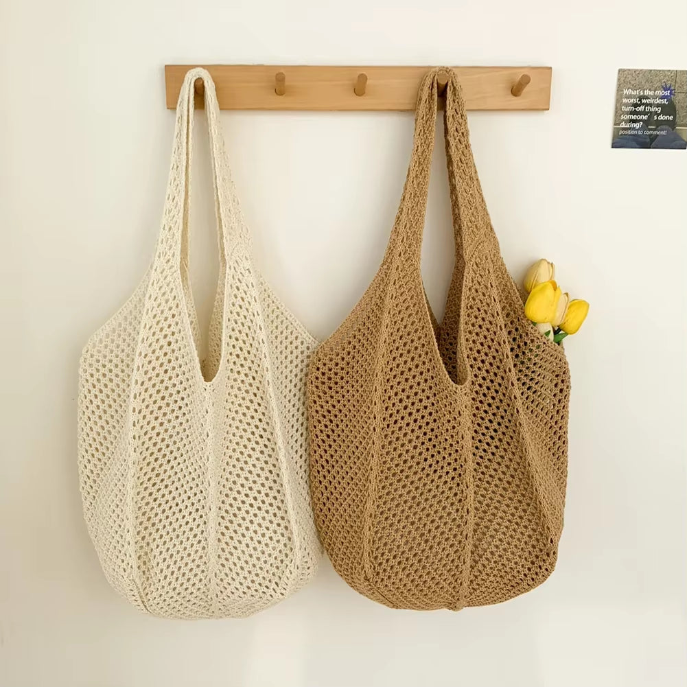  Boho-Chic Woven Straw Bag – Lightweight & Handmade, Perfect for Beach Days, Farmers Markets, or Everyday Use