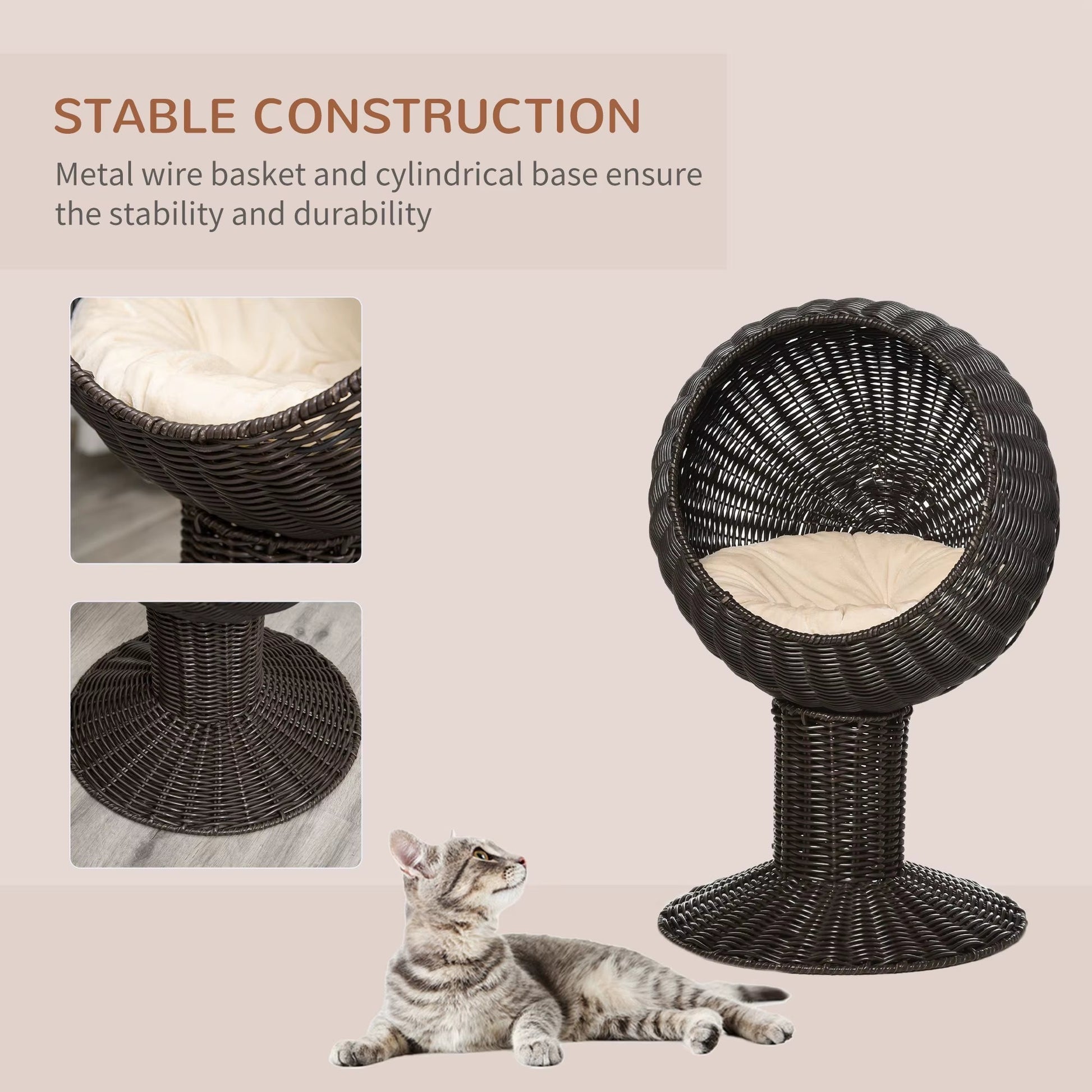 27" Outdoor Rattan Cat House with Cushion – All-Season Hanging Nest - Pet Supplies | KSLotuslux