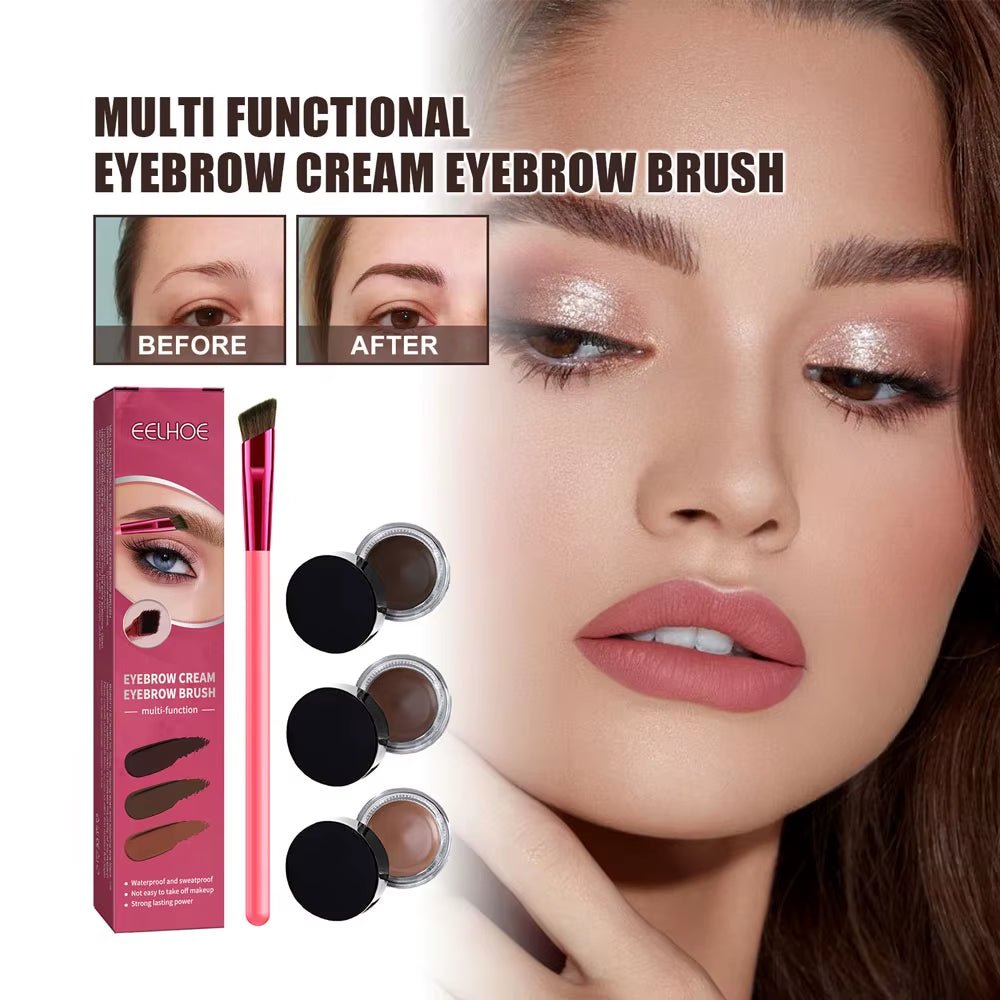 3-Color Eyebrow Pomade Kit | Waterproof, Long-Lasting Brow Gel with Brush - | KSLotuslux
