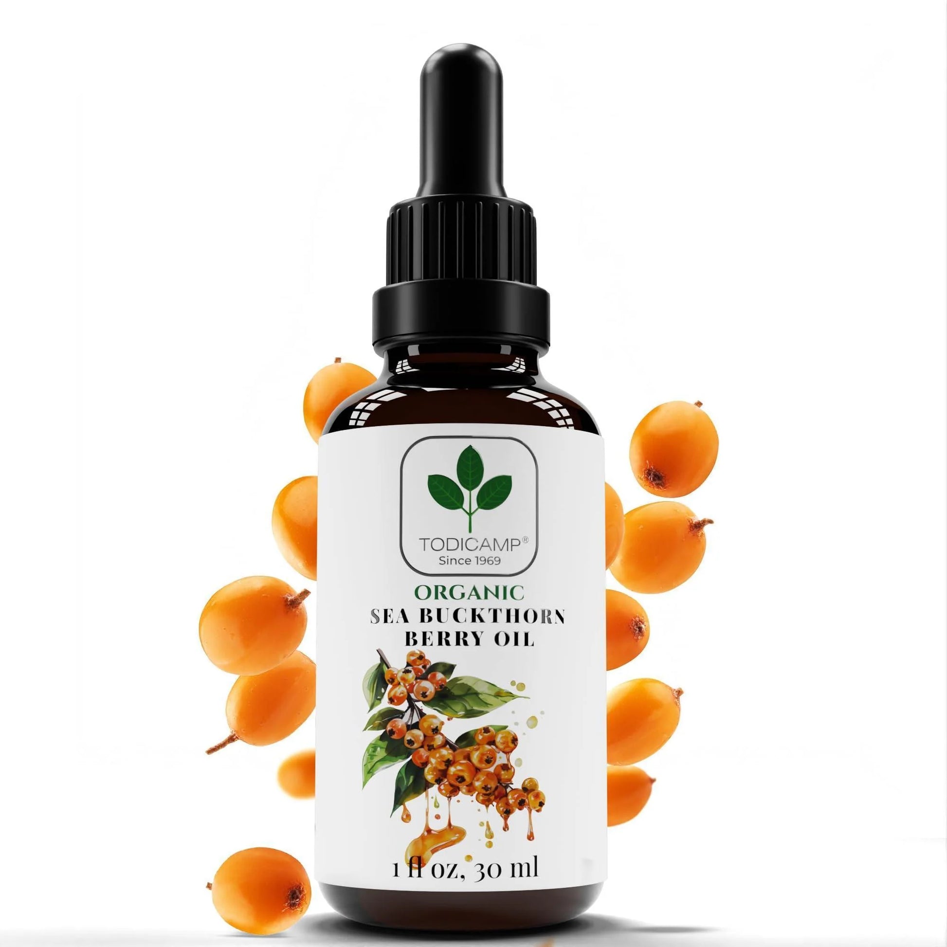  Organic Sea Buckthorn Oil – Cold-Pressed 1oz | For Face, Hair & Body