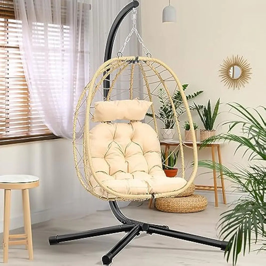  Relax in style with this cozy hanging egg chair!