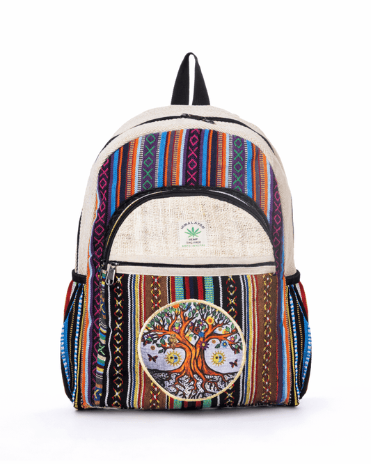 Handmade Cotton & Hemp “Tree of Life” 16″ Backpack