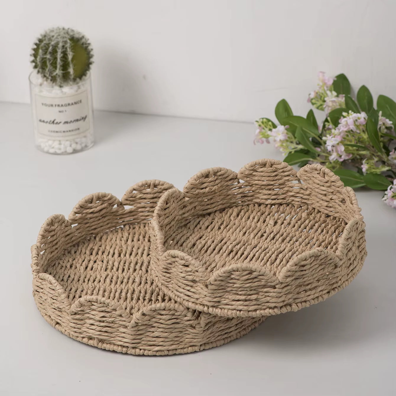 Handwoven Paper Rope Storage Basket – Decorative Organizer for Home, Bathroom, or Desk 