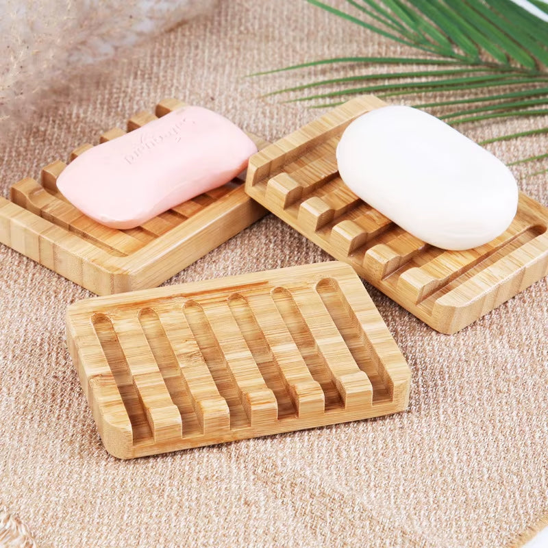  Natural Bamboo Soap Dish – 1 or 2 Pack