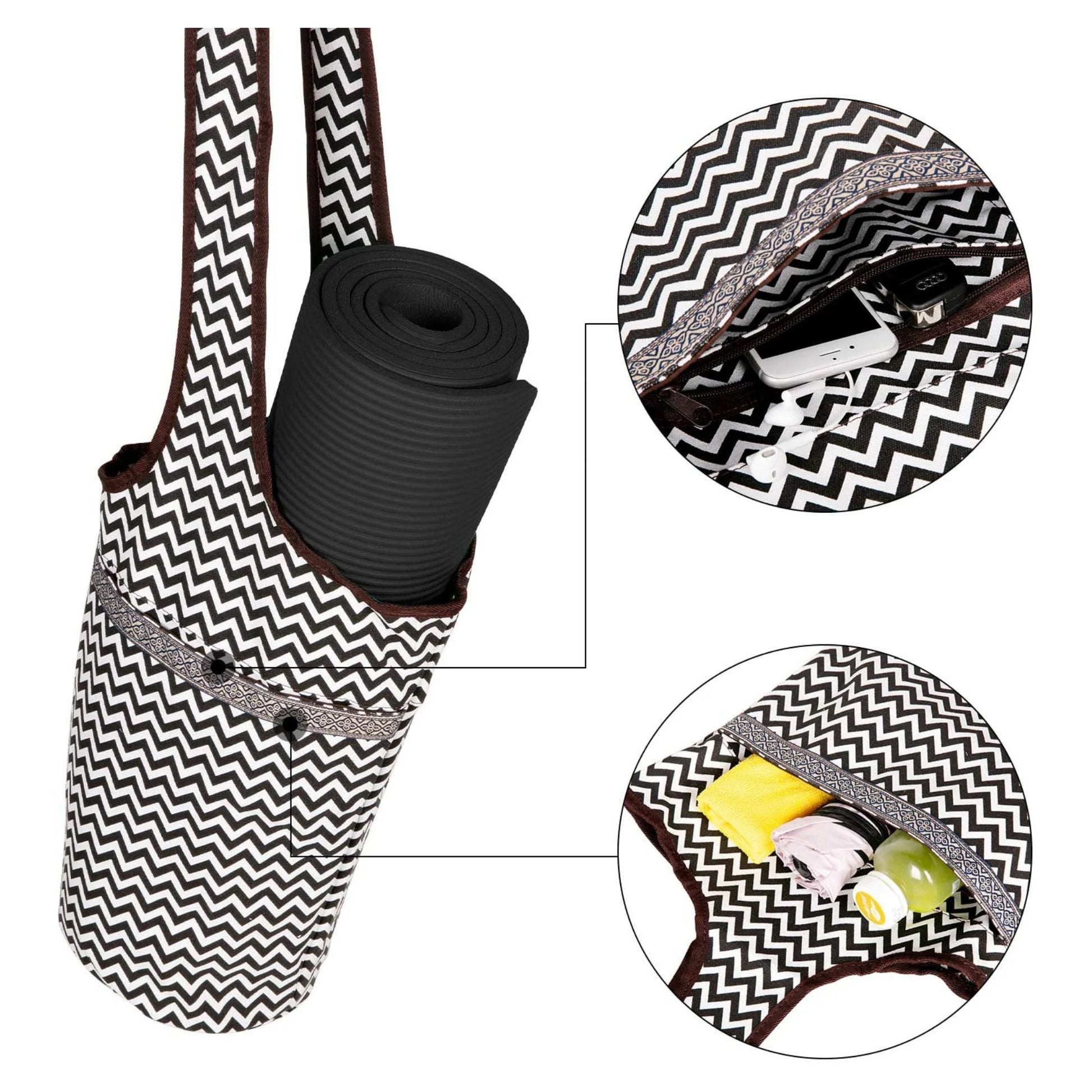 Yoga Mat/Pilates Tote – Large Pockets, Fits Most Sizes