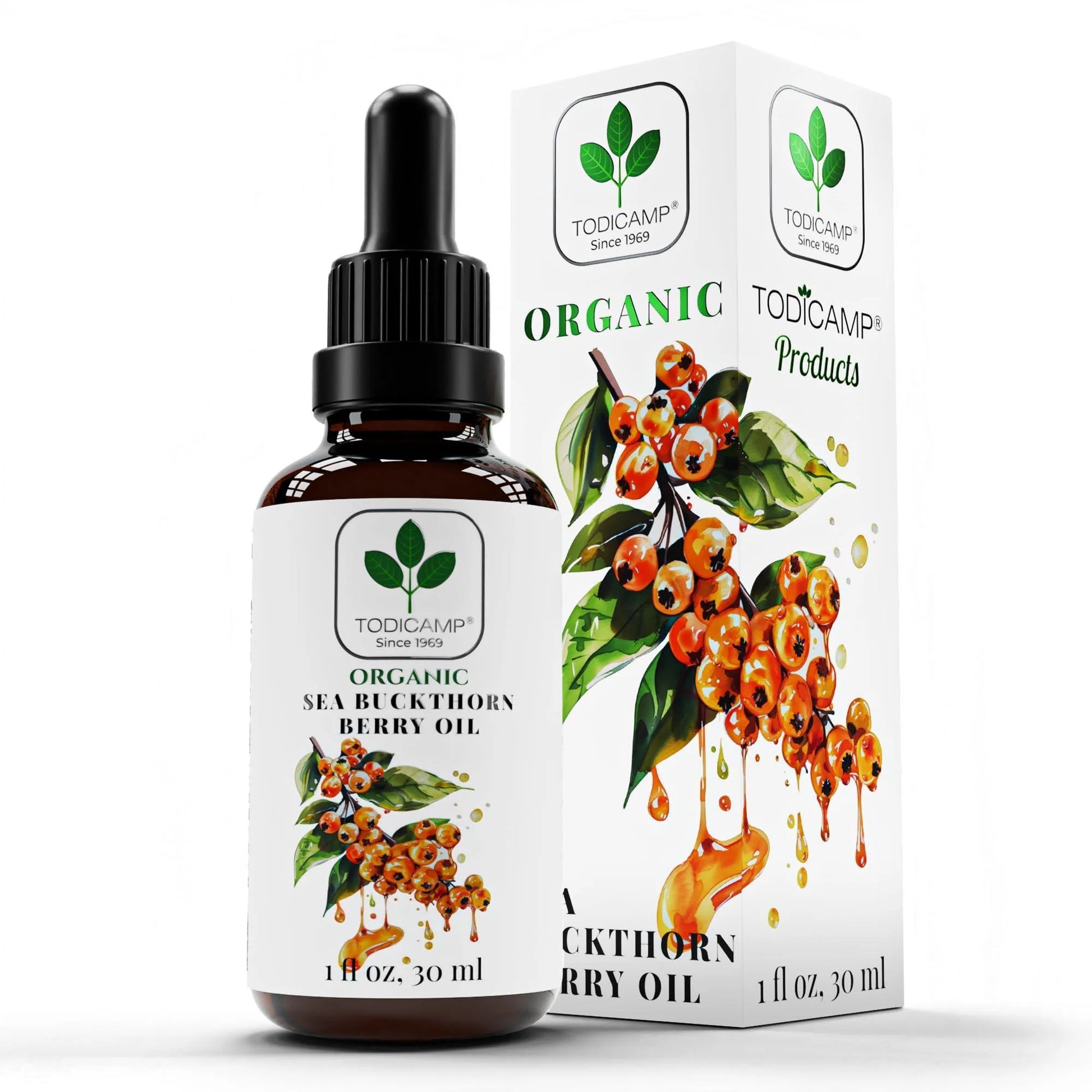  Organic Sea Buckthorn Oil – Cold-Pressed 1oz | For Face, Hair & Body