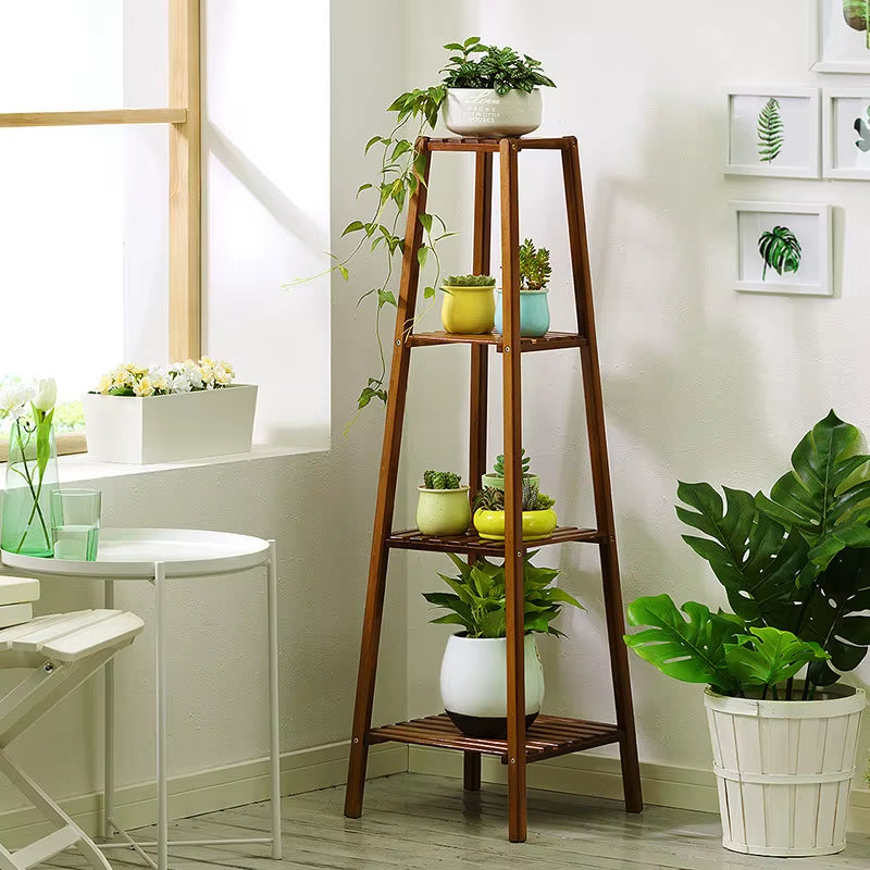 Tall Bamboo Plant Stand – 30"/38"/46" Multi-Tier Flower Pot Display Shelf for Indoor & Outdoor Use 