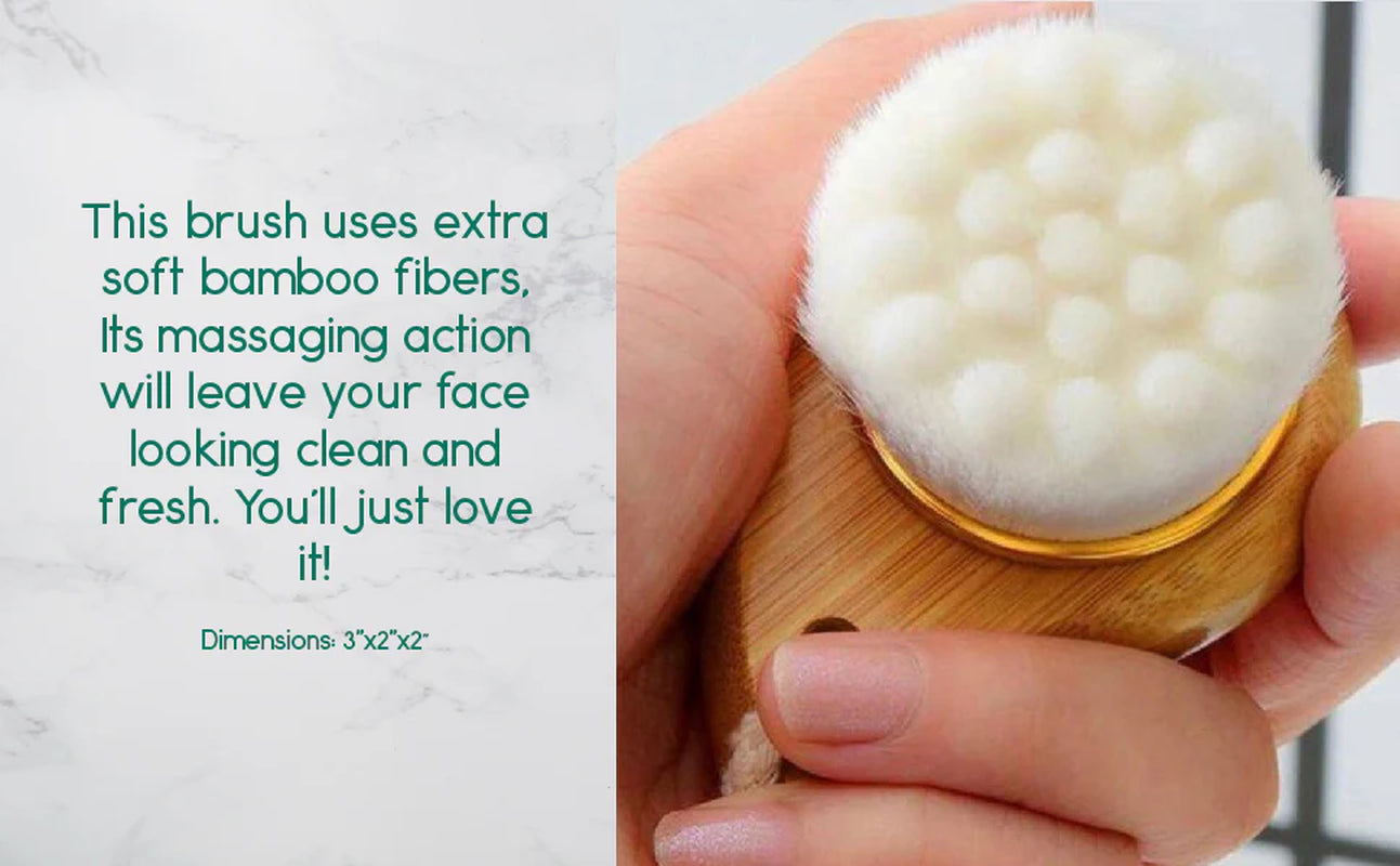  2-Pack Soft Facial Cleansing Brushes with Extra-Fine Bristles & Bamboo Handles