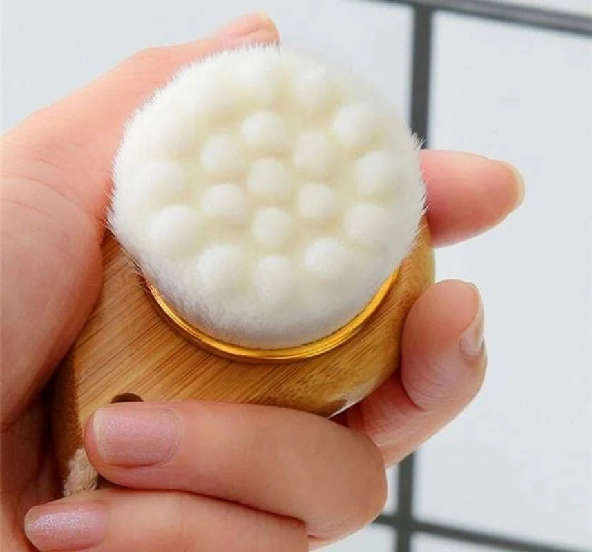  2-Pack Soft Facial Cleansing Brushes with Extra-Fine Bristles & Bamboo Handles