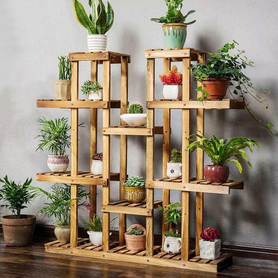  Wooden Plant Shelf – Multi-Tier Flower Pot Display Stand for Indoor & Outdoor