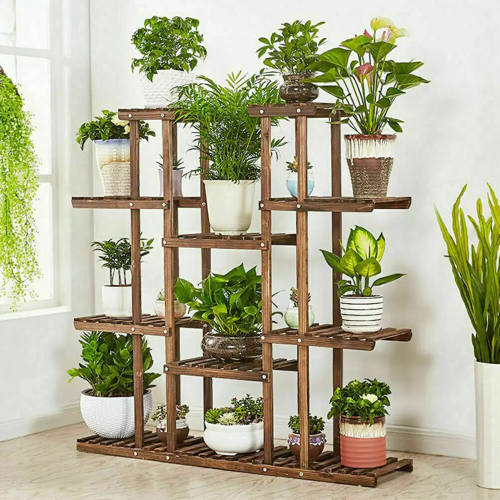  Wooden Plant Shelf – Multi-Tier Flower Pot Display Stand for Indoor & Outdoor