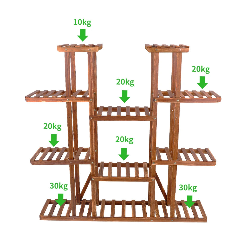  Wooden Plant Shelf – Multi-Tier Flower Pot Display Stand for Indoor & Outdoor